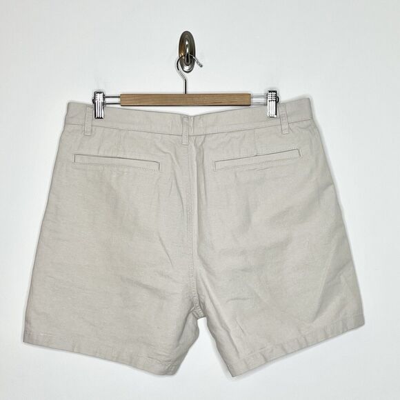 Madewell Pleated Cotton Linen Shorts Bleached Canvas Light Khaki Mens 35 Woven - Picture 5 of 8